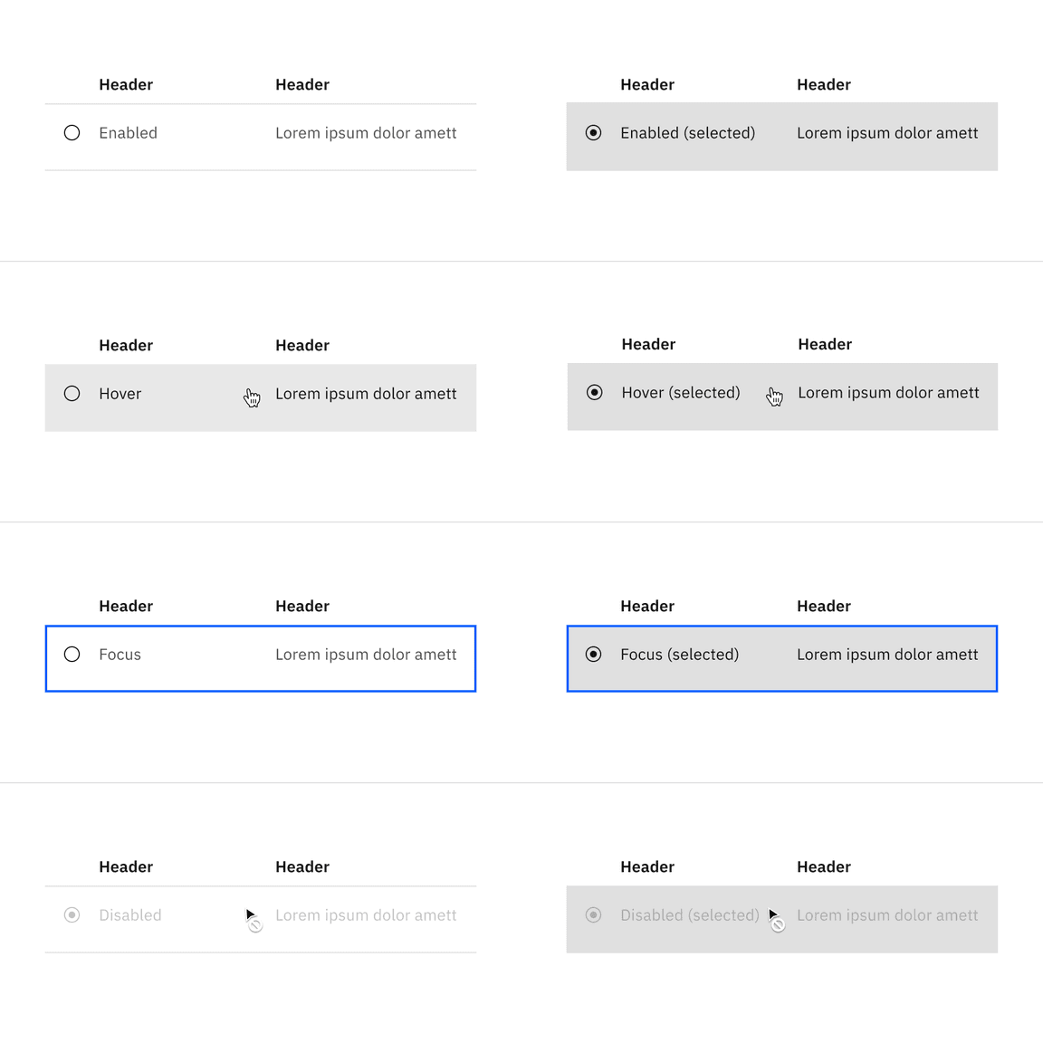 Selectable structured list interactive states with the feature flag enabled