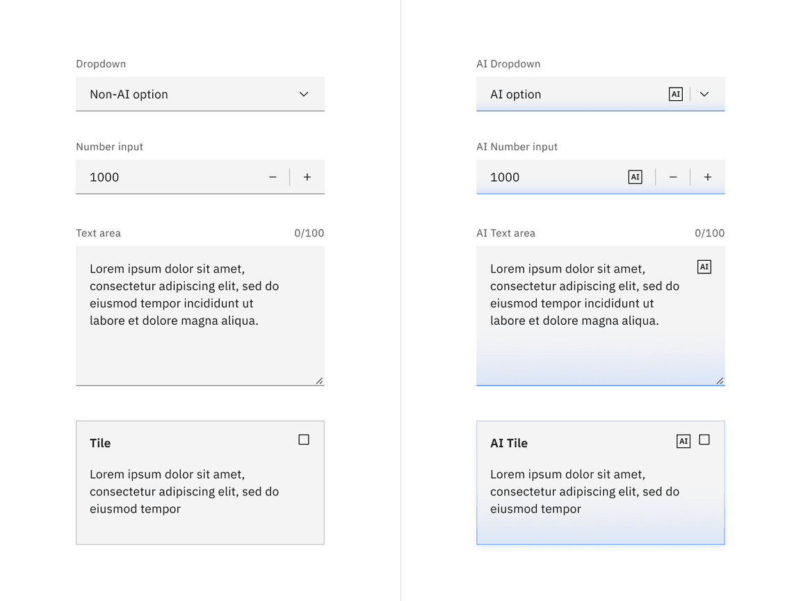 Light mode examples of AI carbon components.